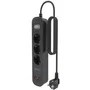 Aisens Regleta con Interruptor ASPS-2A2C11-BK con 3 Tomas de Corriente y 4 Puertos USB, Negro